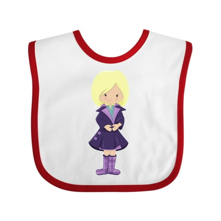 

Inktastic Fashion Girl Cute Girl Blonde Hair Trench Coat Gift Baby Girl Bib