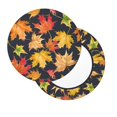 thumbnail image 2 of Lsque Colorful Maple Leaves Pattern Round Bar chair cushion covers Velvet Fabric Premium Comfort Protects from Scratches and Stains for 14-17 Inch Chair-13 inch, 2 of 7