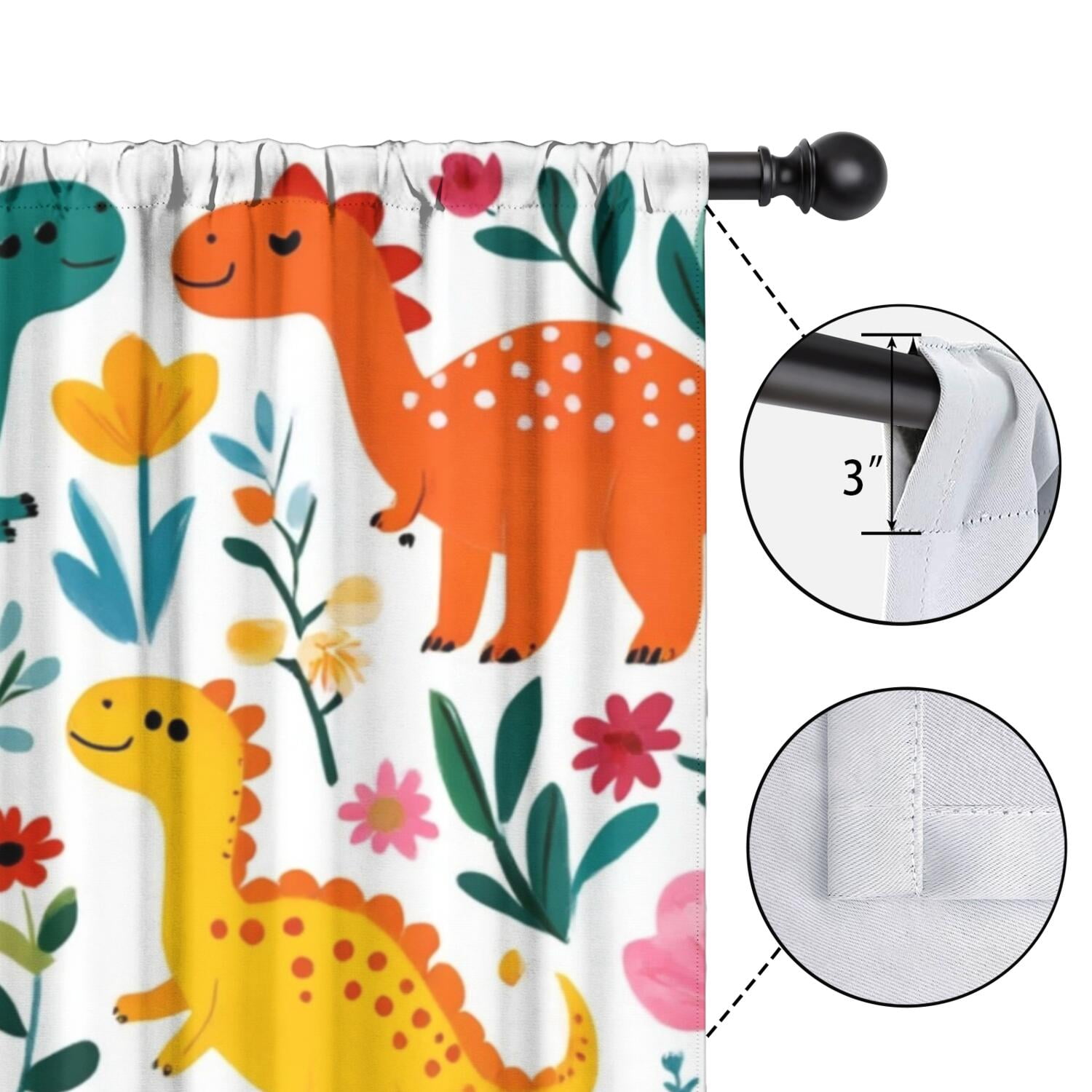 Blackout Kids Curtains,Cute Dinosaur Pattern Childrens Insulated Curtains Set Of 2,Bedroom Essentials,Toddler Room Decor 42x84in(106x213cm)