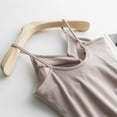thumbnail image 6 of WTXUE Tank Tops Sleeveless, Scoop Neck Cotton Spaghetti Straps Women's with Bra Pads Bra One Vest Camisole Top Solid | Casual for Women Khaki L, 6 of 8