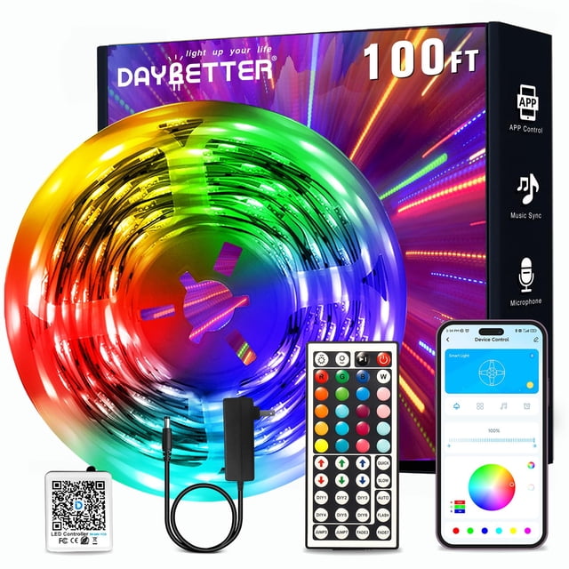 Tiras de luces LED DAYBETTER de 30 m RGB con sincronización musical y control por app