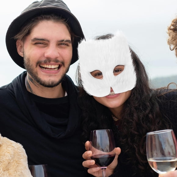 EXHUMKY 1 Set White Paintable Mask with Half Face Paper for Masquerade Adults
