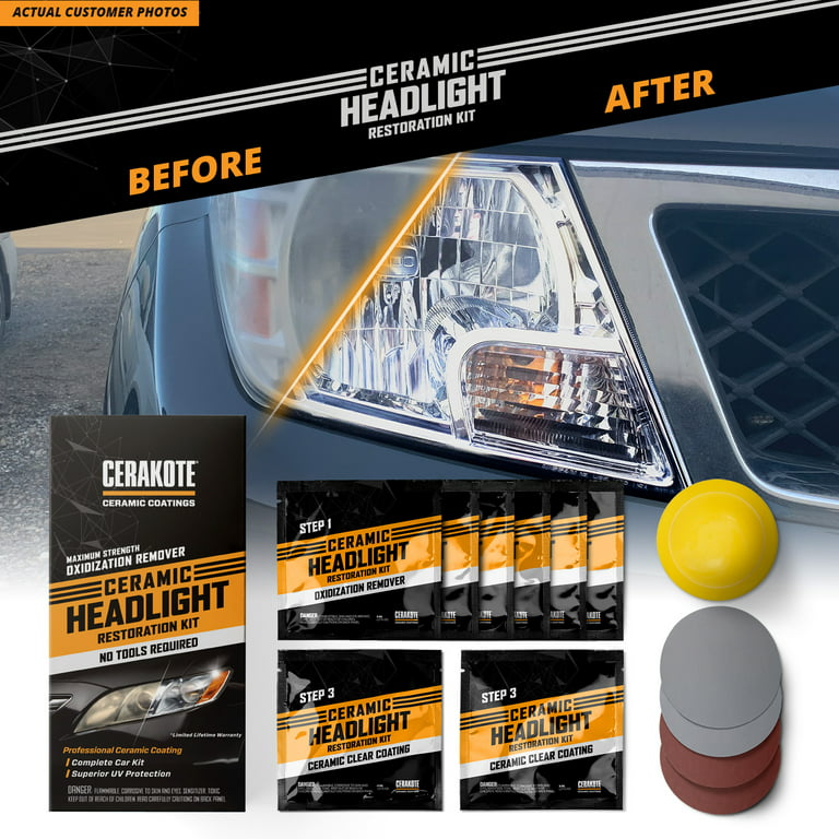CERAKOTE Ceramic Headlight Restoration Kit - Maximum Strength Oxidation  Remover