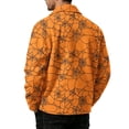 thumbnail image 5 of Havenx Men's Halloween Print Corduroy Jacket Long Sleeve Button Down Shirt Jackets with Pockets Lapel Collar Shacket Jacket Loose Fit Fall Winter Vintage Casual Clothing,Orange 3XL, 5 of 6