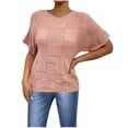 thumbnail image 1 of Blusas de Encaje de Manga Corta con Capucha de Cuello Redondo, 95% Poliéster 5% Spandex Camiseta Superior, 1 of 6