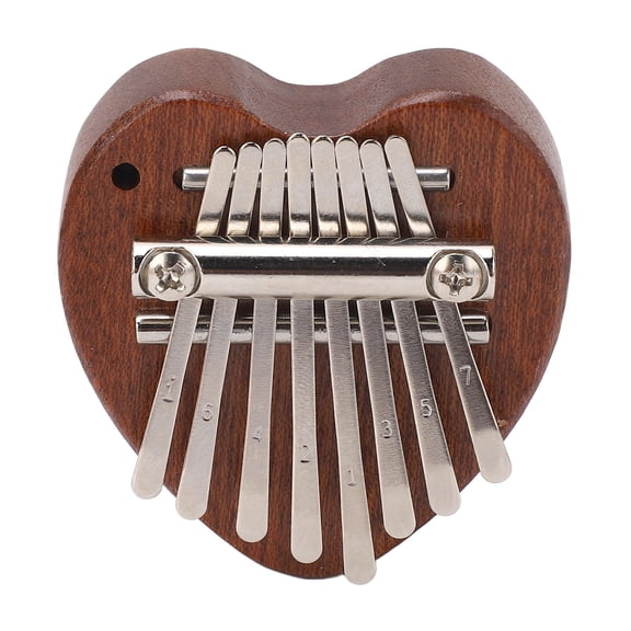 Yajisi Mini Kalimba 8 Keys Clear and Pleasant Sound Easy to Play Portable Thumb Piano with Hanging Rope Heart Shape 3.54 inches / 9 cm Wooden Finger Keyboard Instrument
