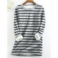 thumbnail image 2 of Womens Sherpa Thermal Fleece Lined Tops Long Sleeve Striped Sweatshirt Underwear Thick Warm Base Winter Sweater, 2 of 5