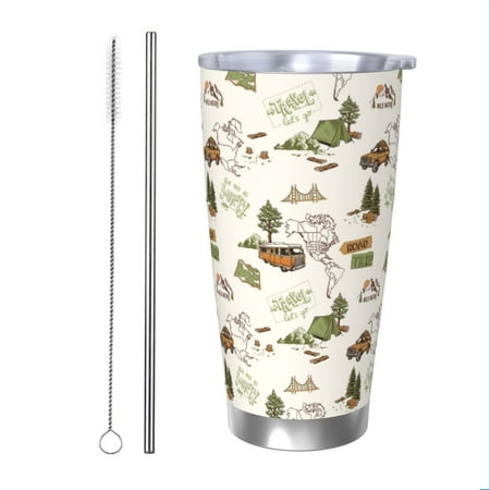 

Matuu Road Trip for 20oz Durable Thermal Cups Keep Drinks Cold and Hot Insulated Car Mug with Lid-Straw Two-piece Set