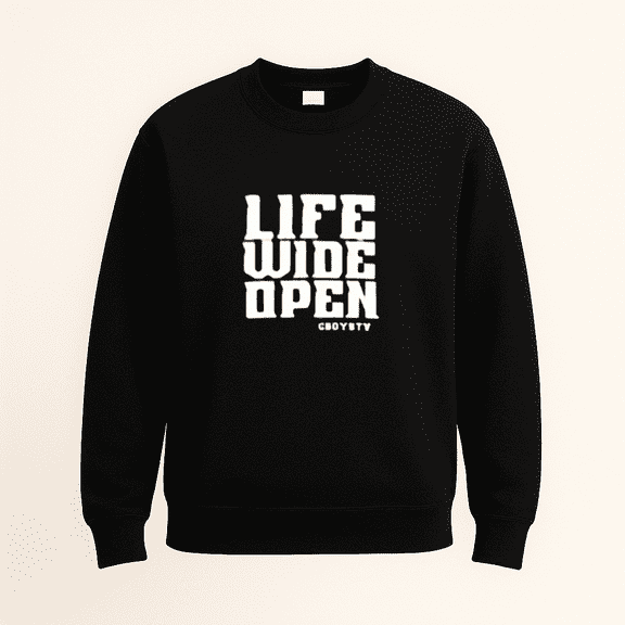Life Wide Open Bold Retro Typography Motivational Inspiring Lifestyle Quote Sweatshirt up to size 5XL