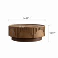 thumbnail image 7 of Modern Round Coffee Table Handcrafted Solid Wood Veneer with Mushroom Shape Fluted Design Sturdy Pedestal Base for Apartment Living Room, 7 of 7