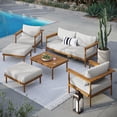 thumbnail image 1 of Modway Wren Ensemble de Mobilier de Patio Extérieur 6 Pcs en Bois Flotté Naturel, Blanc, 1 of 12