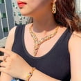 thumbnail image 3 of CZ Gold Plated Wedding Necklace Earrings Ring Bracelet Jewelry Set Accessories, 3 of 9