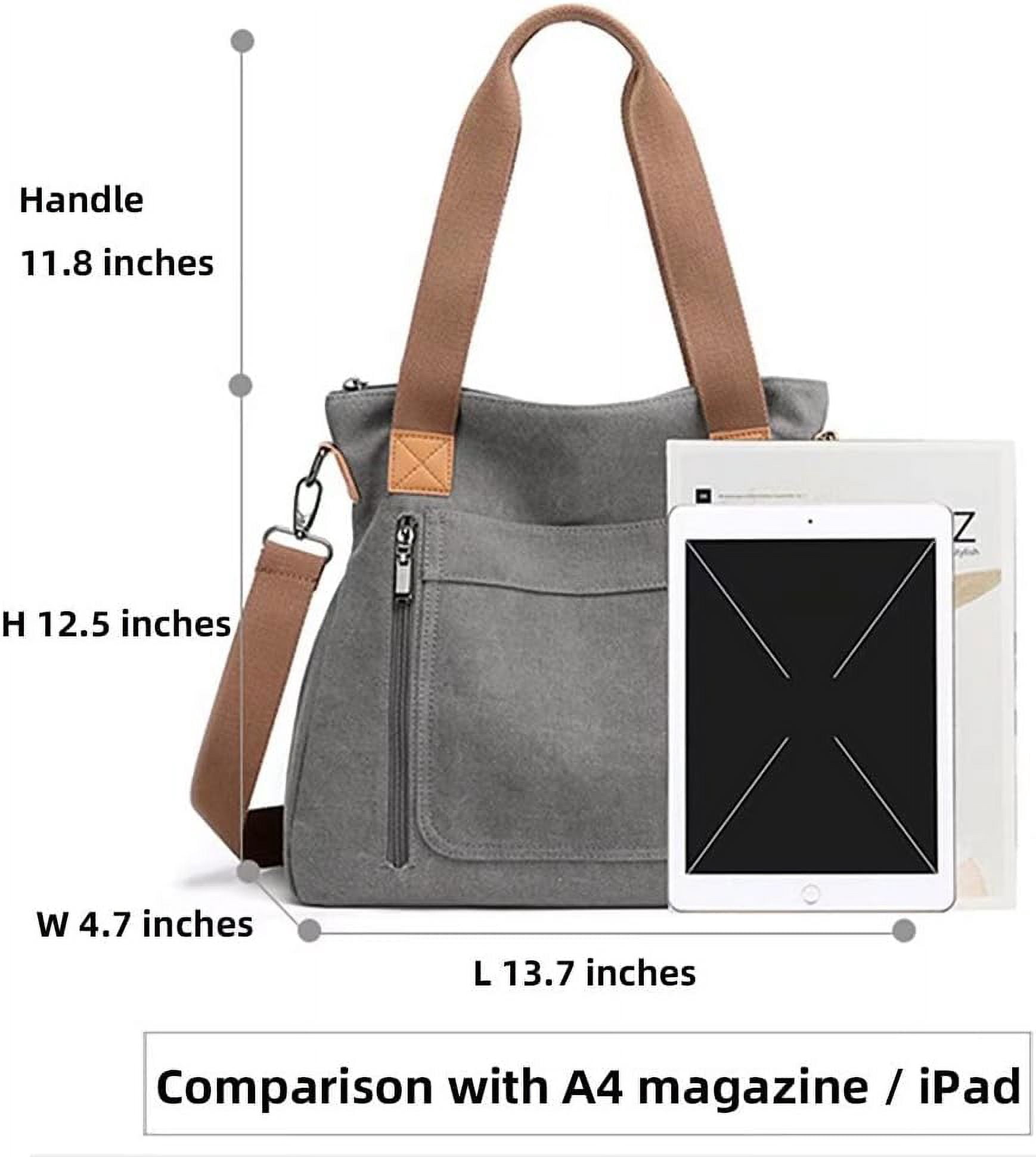 Lohol Canvas Handbag for Women Fashion Cloth Tote Shoulder Purses Hobo Casual Crossbody Bag Large Top Handle Shopper Bag (Brown)
