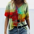 thumbnail image 1 of Hauts d'Été Grande Taille pour Femmes Mode Tendance T-Shirt d'Été Imprimé à Manches Courtes Col Rond T-Shirt Décontracté Hauts T-Shirt Col en V Femmes en Liquidation, 1 of 3