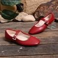 thumbnail image 4 of Avrnliq Red Mary Jane Flats for Women Square Toe Comfortable Work Shoes Adjustable Strap Casual Flats PU Faux Leather,Size 41, 4 of 9