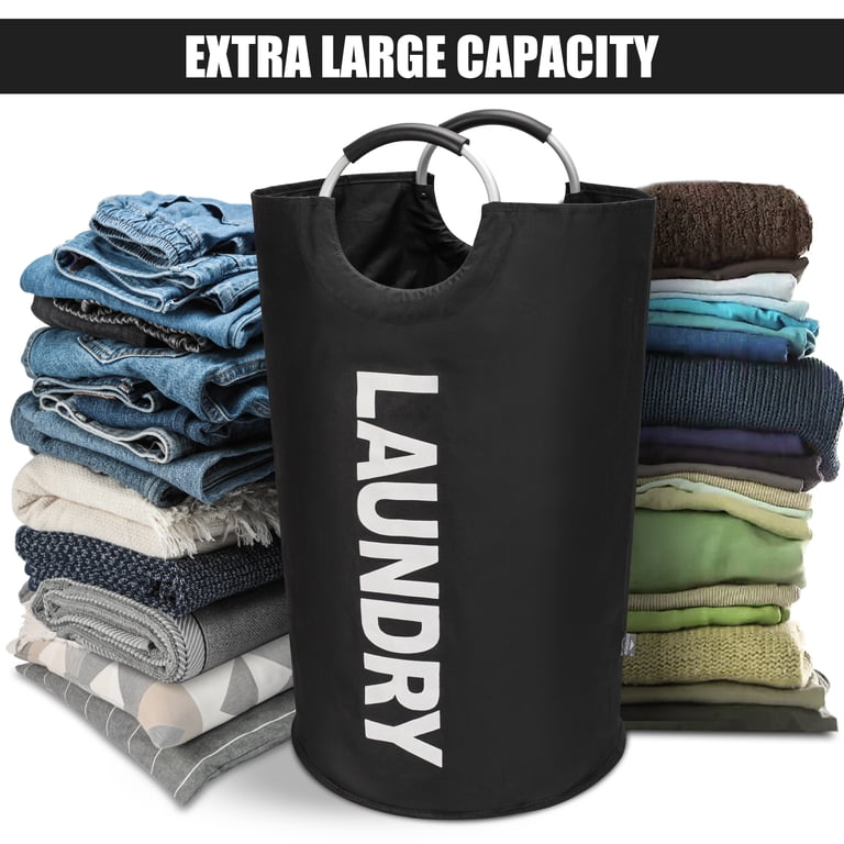 Collapsible 125L X-Large Fabric Laundry Basket In Black photo 6