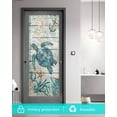 thumbnail image 5 of Window Privacy Film Teal Coastal Turtle Stained Glass Window Film Decorative Sun Block Window Cover Ocean Coral Nautical Anchor Retro Window Clings Static Adhesive Sticker for Bathroom 35.4"x78.7", 5 of 7