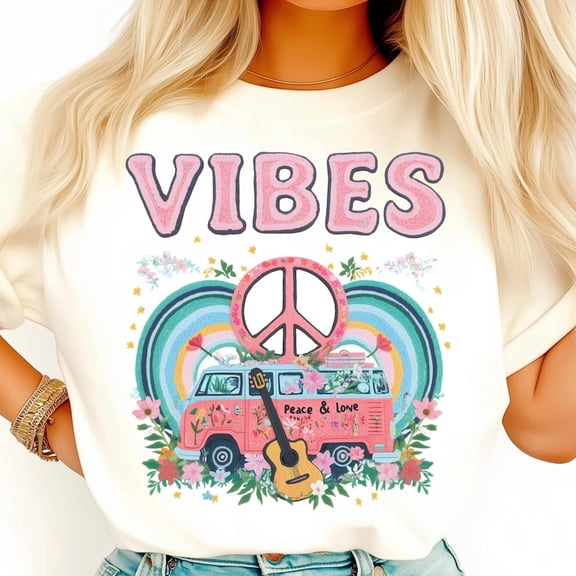 Retro Hippie Van Shirt, Peace and Love Tee, Boho Flower Power T-Shirt, Vintage Vibes Graphic Shirt, Groovy Bohemian Style Tee