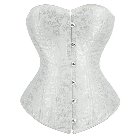 Grebrafan Bustier Corset Top Lace up Vintage White L