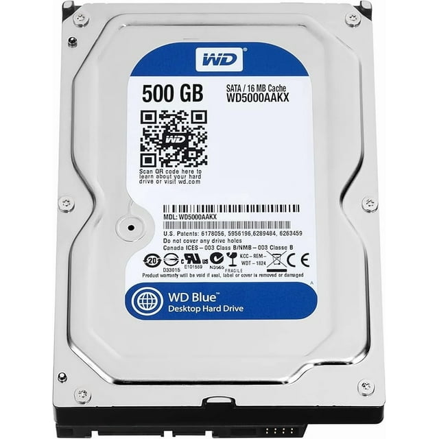 WD Blue 500GB Desktop Hard Disk Drive - 7200 RPM SATA 6 Gb/s 16MB Cache 3.5 Inch - WD5000AAKX (Renewed)
