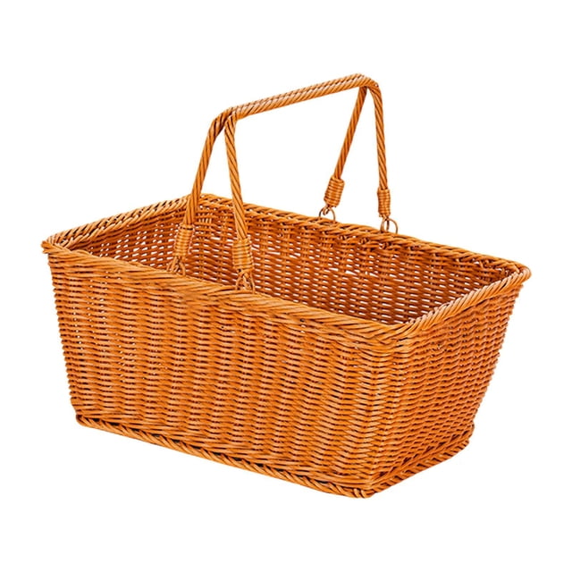 Cesta de picnic Cesta de frutas Cesta de servicio de almacenamiento decorativa portátil 33cmx23cmx18cm
