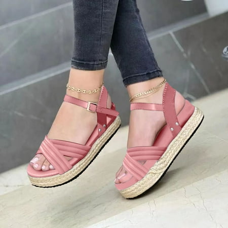 

Women s Ladies Fashion Casual Solid Open Toe Platforms Sandals Beach Shoes Black 6.17914