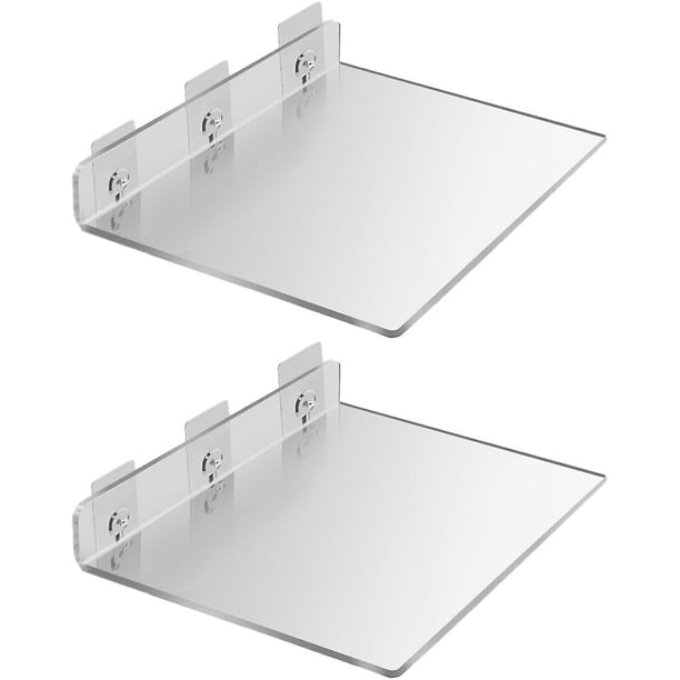 20*20cm Juego de 2 estantes flotantes: expanda fácilmente el espacio de la pared - Estante de pared pequeño de acrílico para dormitorio, baño, sala de juegos, sala de estar, oficina