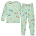 thumbnail image 2 of joogoo Airplane Retro Green Pajamas Set Long Sleeve Soft Cotton Sleepwear 2 Piece 24M, 2 of 7