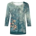 thumbnail image 5 of Dyegold 3/4 Sleeve Tops For Women Summer Round Neck Dressy Casual Vintage Floral Print Shirts Plus Size Trendy Blouses Tunic, 5 of 5