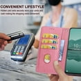 thumbnail image 3 of Embossed Pattern Wallet Case for iPhone 14 Pro Max, Flip Luxury PU Leather Case with Card Holder Wrist Hand Strap, Full Body Shockproof Protection Stand Folio Cover for iPhone 14 Pro Max, S5pink, 3 of 11