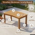 thumbnail image 5 of Hommoo Outdoor Acacia Wood Curved Bench Set of 2, Backless Patio Stools for Porch, Deck & Fire Pit Seating, Natural, 5 of 6
