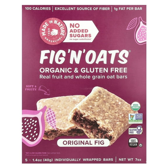 Made in Nature Fig 'N' Oats®, Original Fig, 5 Individually Wrapped Bars, 1.4 oz (40 g) Each
