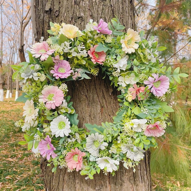 Flores artificiales, flores falsas, flores artificiales, juego de regalo para mujer, puerta de entrada, flores aromáticas, hojas y plantas de dinero, guirnaldas de flores para exterior, decoración de