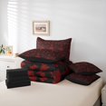 thumbnail image 6 of jejeloiu Retro Damask Flower 7-Piece Bedding Comforter Set,Bohemian Floral King Bedding Sets,Red Black Bed Sheets For Men Women,Breathable Home Decor Reversible, 6 of 8