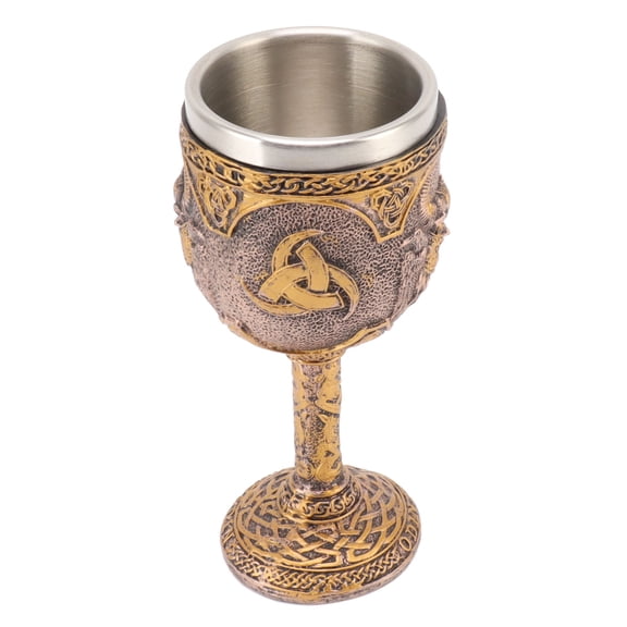 Nordic Viking Goblet Retro Resin Stainless Steel Beer Cup for Cocktails Whisky Red Wine