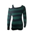 thumbnail image 5 of Blotona Women Off Shoulder Mini Sweater Dress Knit Bodycon Stripe Contrast Color Boat-Neck Long Sleeve Off Shoulder Short Dress Ribbed Pullover Tunic Dress, 5 of 6
