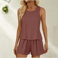 thumbnail image 5 of FNFYFH Cotton Pajamas for Women Set 2 Piece Short Sets Summer Tank Top Matching Shorts Lounge Set, 5 of 5