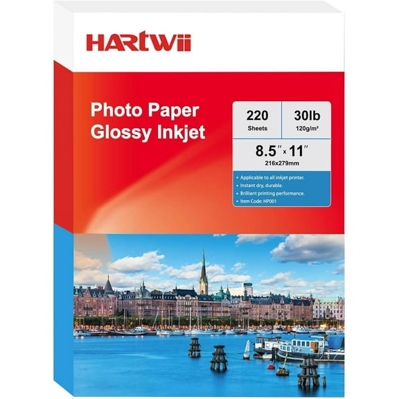 220 Sheets Inkjet Glossy Thin Paper 8.5x11 inch 30lb 120gsm A4 Letter Size For Brochure Printing, Custom Chip Bag Party Favors,Single Side, Suitable for All Dye Ink