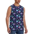 thumbnail image 2 of Kdxio Flower Blue Skull for Men's Muscle T-shirt,Sleeveless for Workout Running Athletic Gym Lounge Casual, 2 of 5