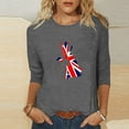 thumbnail image 5 of WREESH Womens Basic Graphic Tees Great Britain Uk Flag T-Shirts Casual 3/4 Sleeve T-Shirts Crewneck Cute Tunic Tops Loose Fit Pullover Blouses Gray, 5 of 5