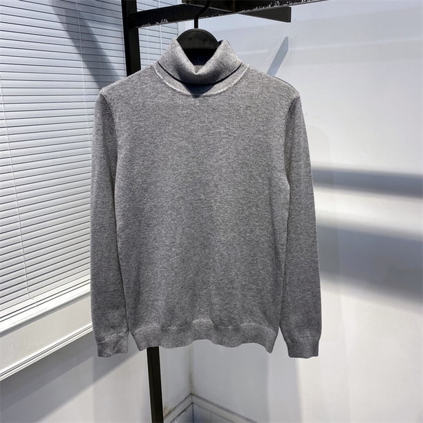 Suéter de hombre Cuello alto Oveja Suéter de algodón de color sólido Camisa básica para hombre Ropa superior Combina con el cabello en otoño e invierno