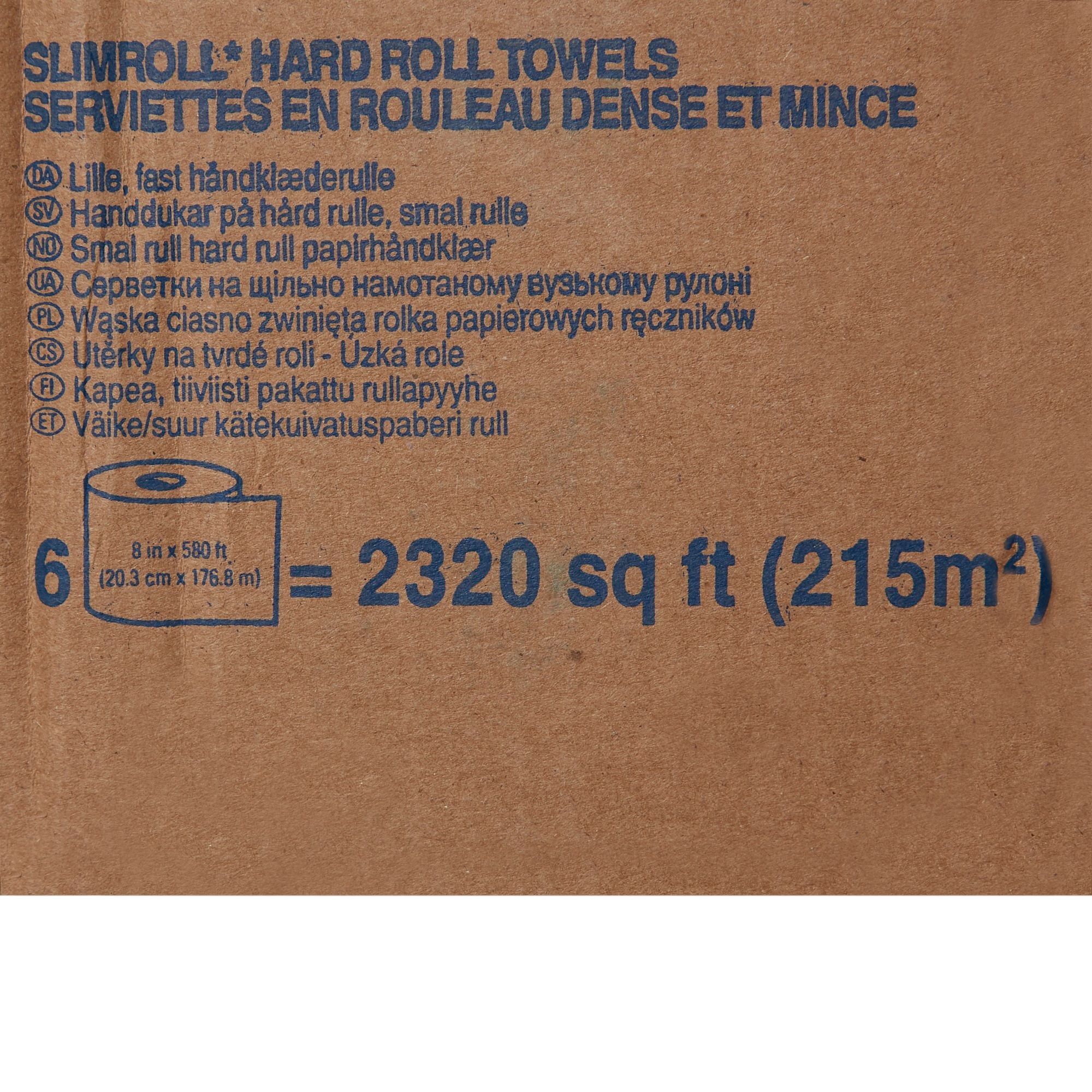 Scott Slimroll Hard Roll Paper Towel, 1-Ply, 8 Inches x 580 Feet, White, 6 Count