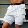 thumbnail image 5 of DDAPJ pyju Birthday Gifts! Mens Quick Dry Athletic Shorts with Compression Liner Swim Trunks 2 in 1 Workout Shorts with Cargo Pockets White M, 5 of 7