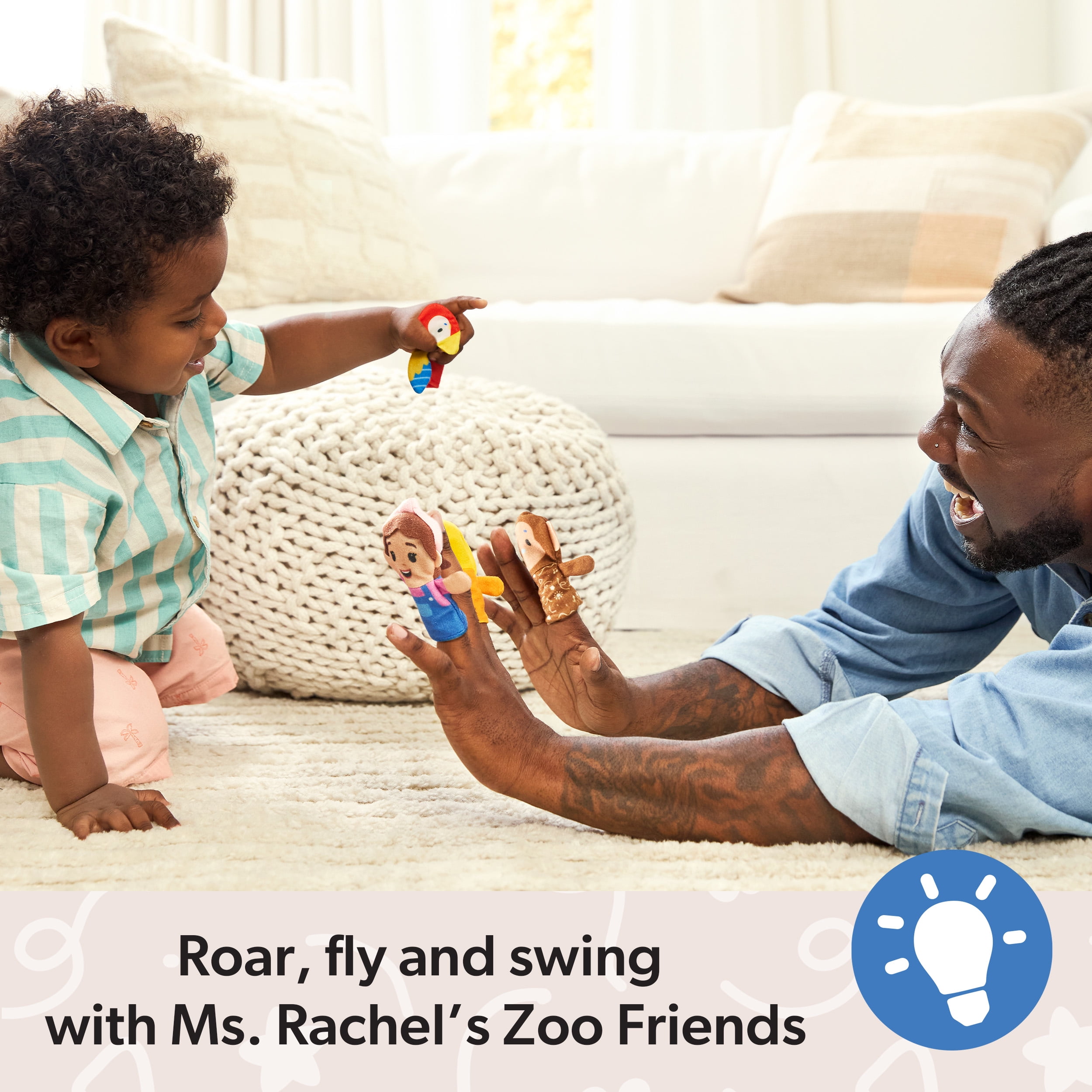 Ms. Rachel Finger Puppets Zoo Friends 4-Pack, for Kids Ages 6 Months and up