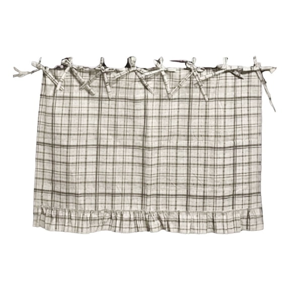 Handmade Ruffled Oven Skirt Decorative Cabinet Cover with Ribbon Ties Linen Fabric Kitchen Stove Skirt Curtain, 23.62x17.72in