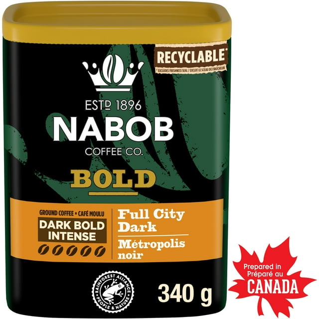 Nabob Dark Bold Roast Full City Dark Ground Coffee, 340g Canister
