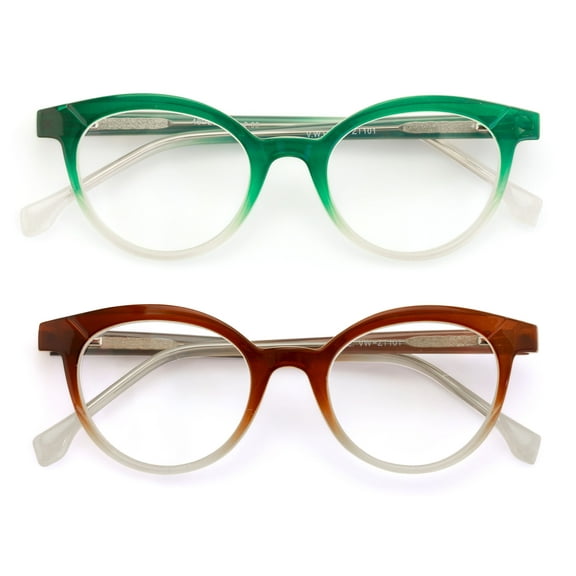 2 Pairs Round Half Tone Optical Frame Reading Glasses - Unisex Readers ZT101 1.00