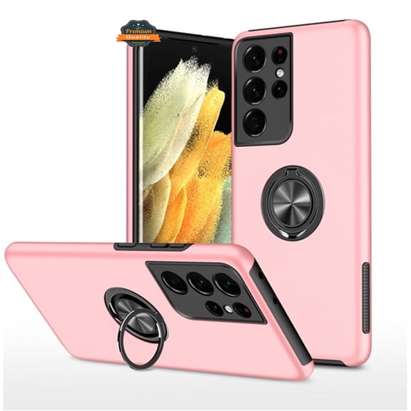 For Gabb Phone 4 Pro Military Grade Hybrid Case with Flat Metal Ring 360° Rotation Kickstand, Slim Fit Back Hard PC Phone Case Cover by Xpression, Pink