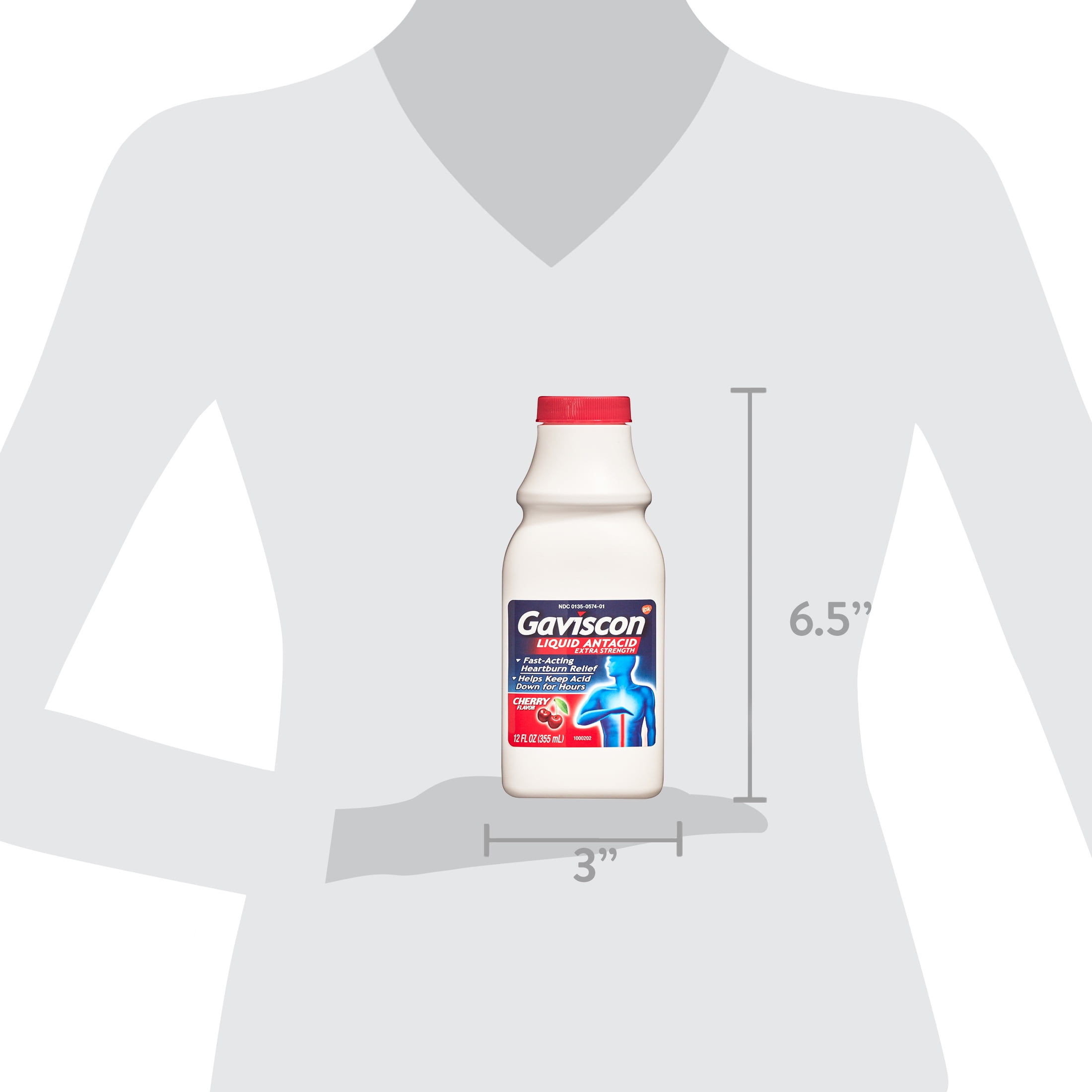 (2 pack) Gaviscon Extra Strength Liquid Antacid for Heartburn Relief, Cherry, 12 oz