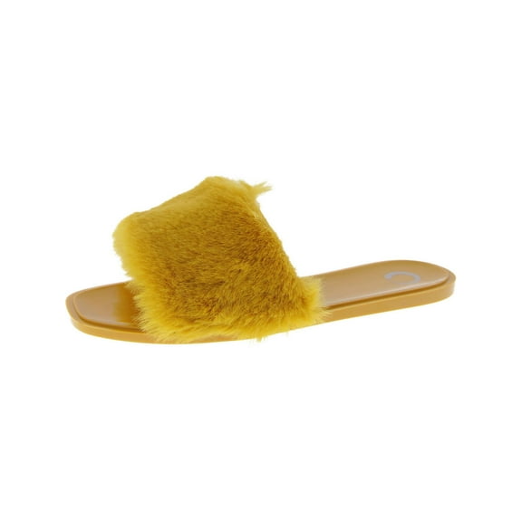Journee Collection Womens Dusk Faux Fur Slip On Pool Slides